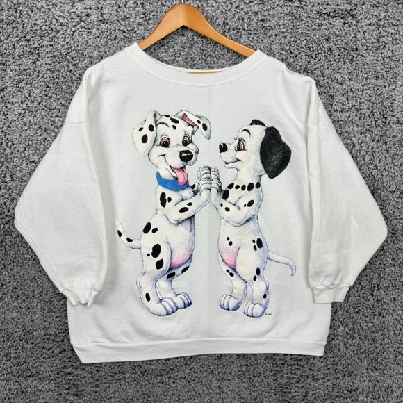 Vintage Disney 101 Dalmations Sweater Adult 2XL White Sweatshirt Made in USA XXL - Picture 1 of 9